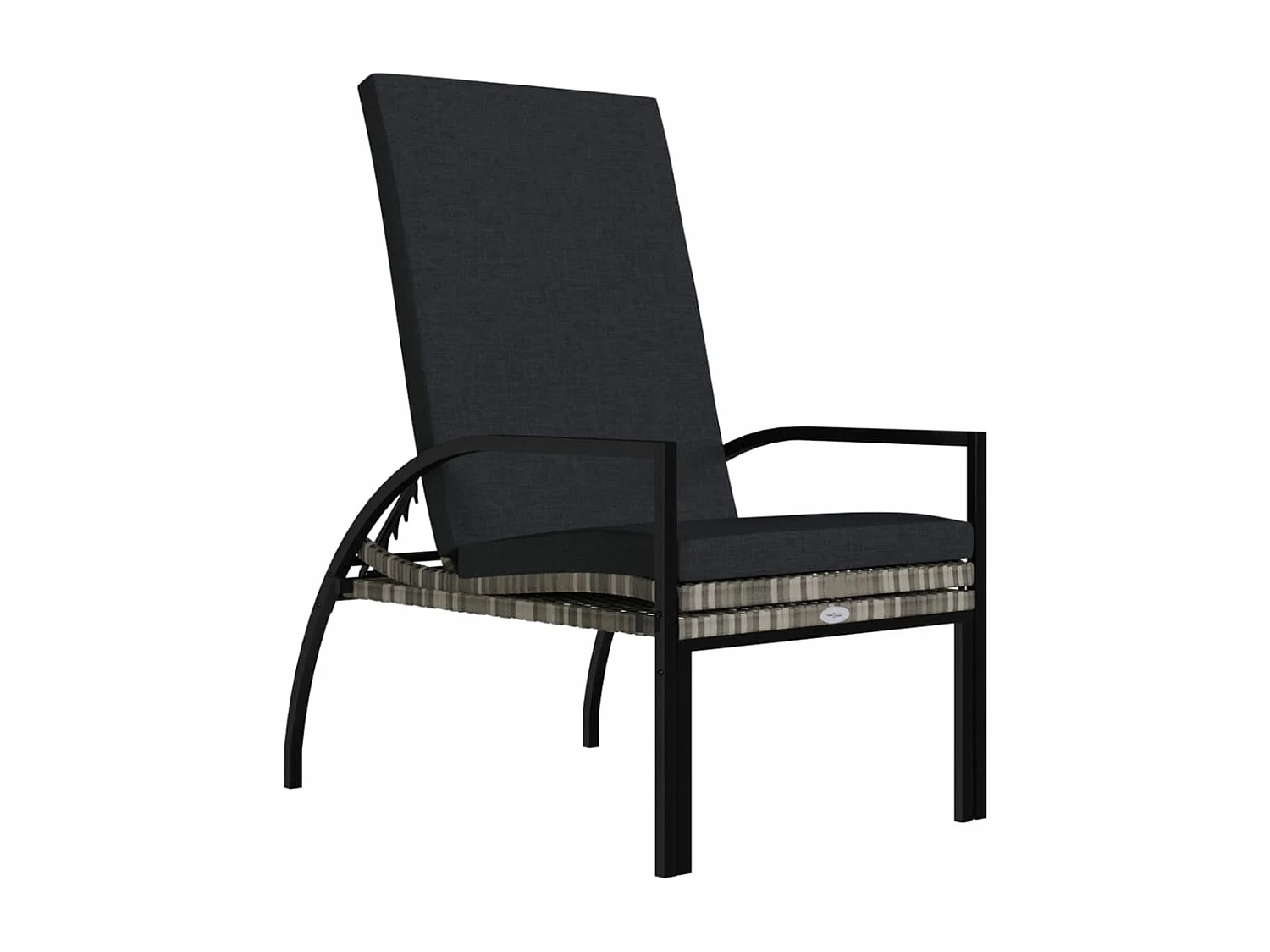 Lettino Prendisole con Poggiapiedi in Rattan PE Grigio