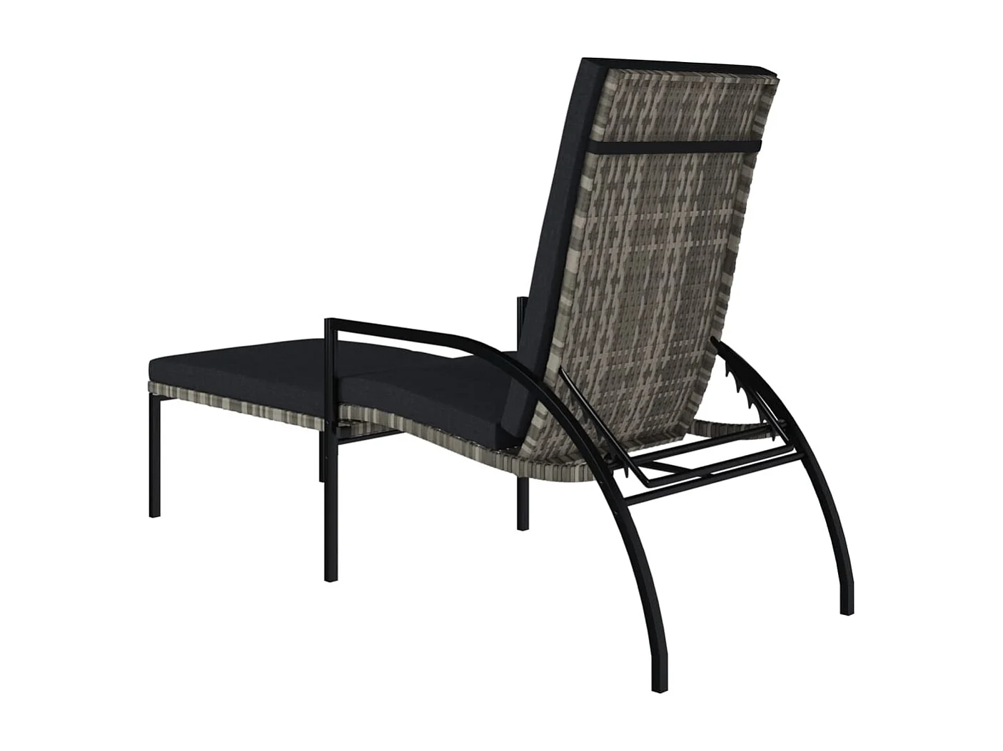 Lettino Prendisole con Poggiapiedi in Rattan PE Grigio