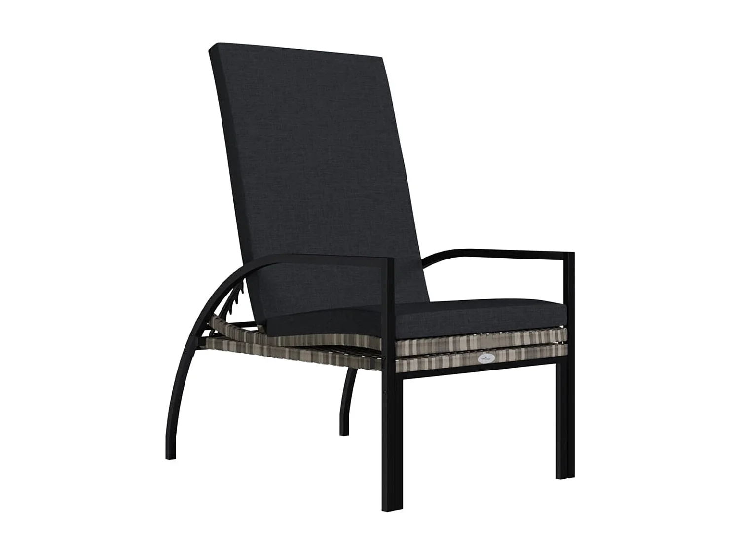 Lettino Prendisole con Poggiapiedi in Rattan PE Grigio