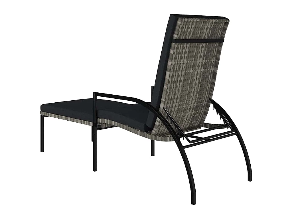 Lettino Prendisole con Poggiapiedi in Rattan PE Grigio