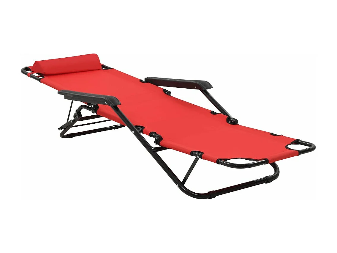 Chaises longues pliables 2 pcs avec repose-pied Acier Rouge