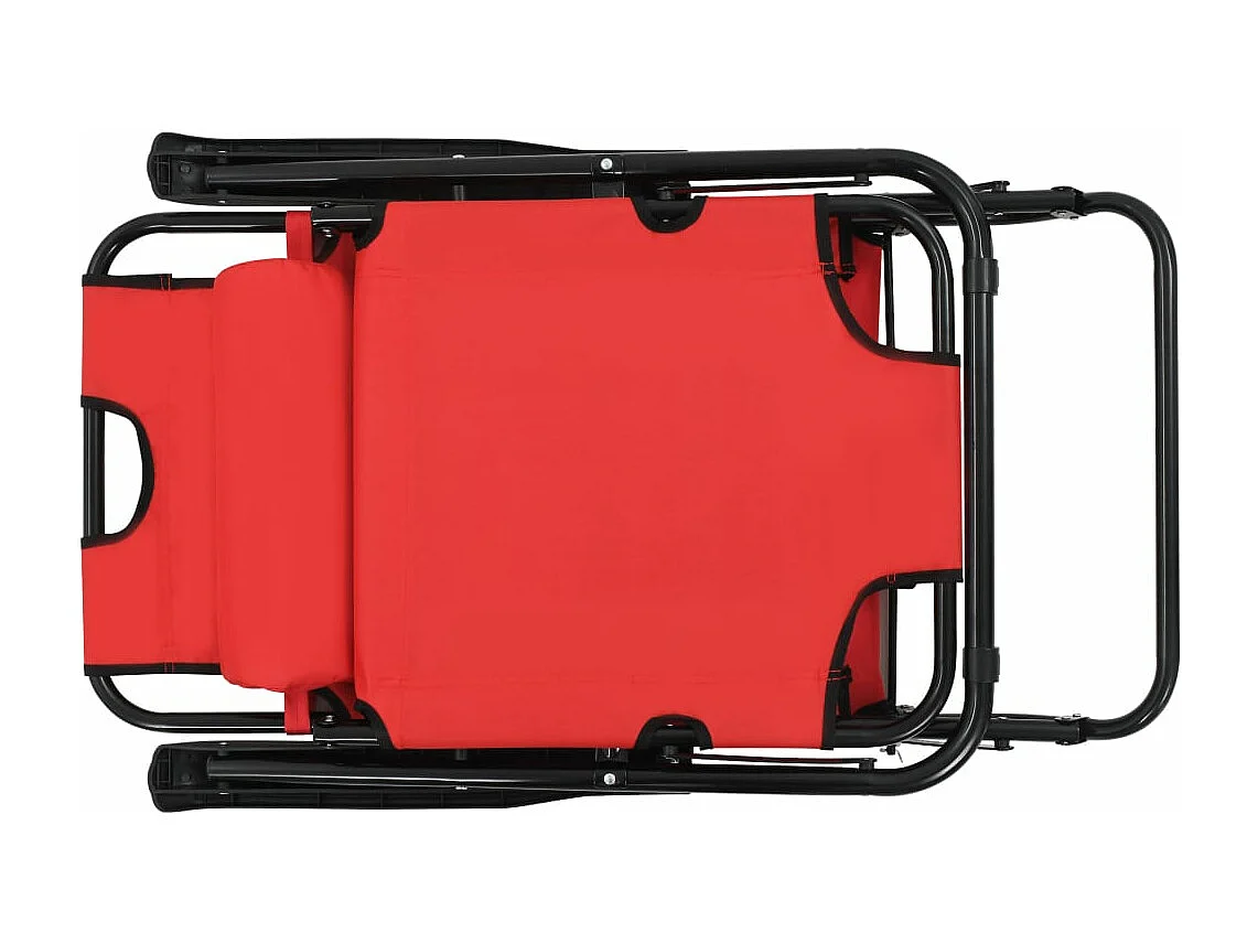 Chaises longues pliables 2 pcs avec repose-pied Acier Rouge