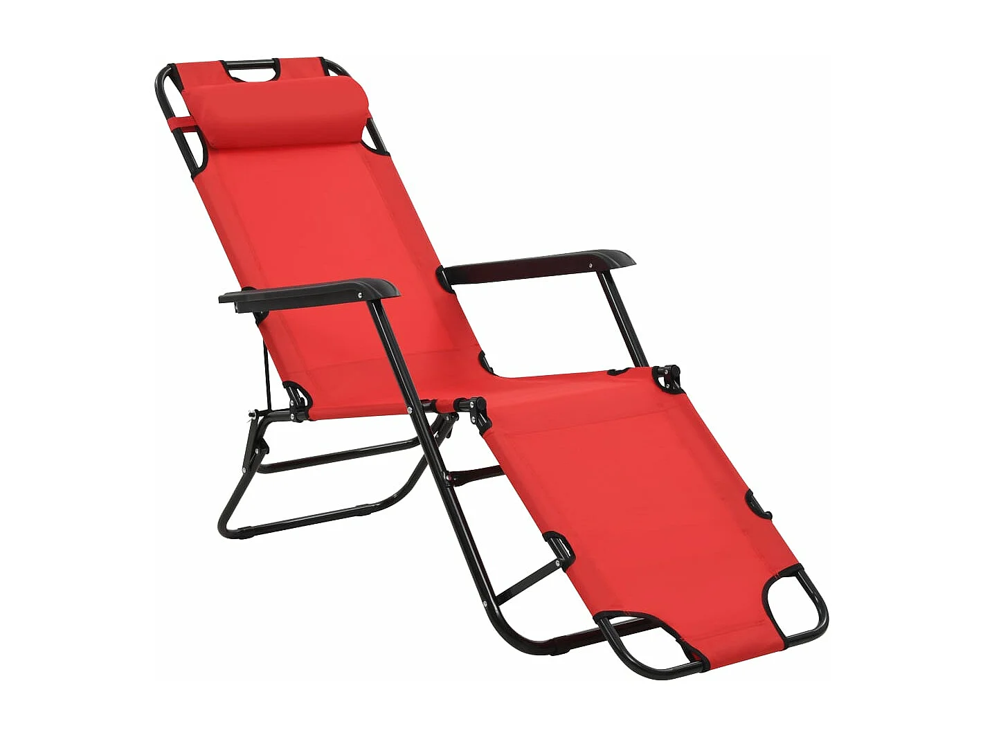 Tumbonas plegables con reposapiés 2 unidades acero rojo