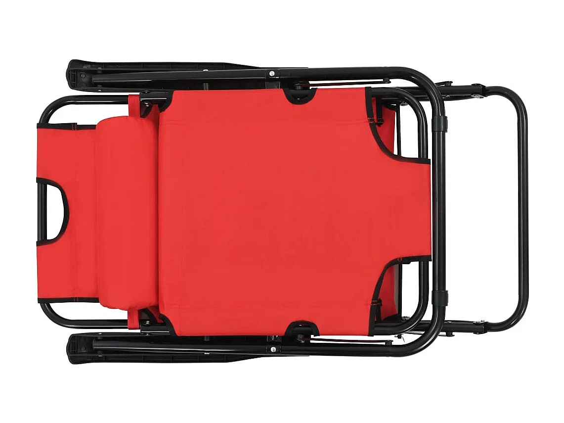 Chaises longues pliables 2 pcs avec repose-pied Acier Rouge