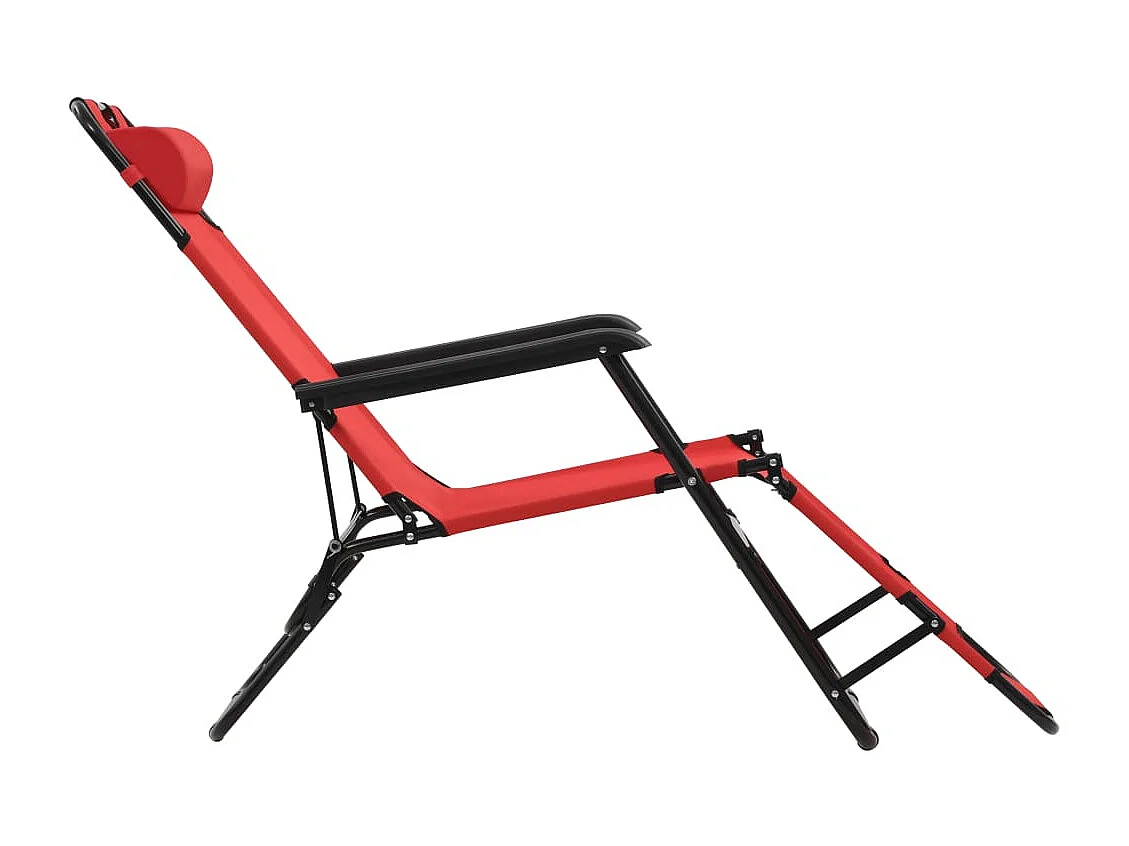 Chaises longues pliables 2 pcs avec repose-pied Acier Rouge