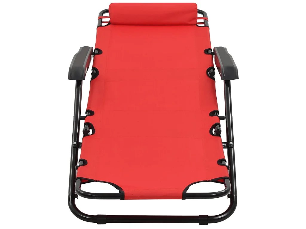 Espreguiçadeiras dobráveis c/ apoio de pés 2 pcs aço vermelho