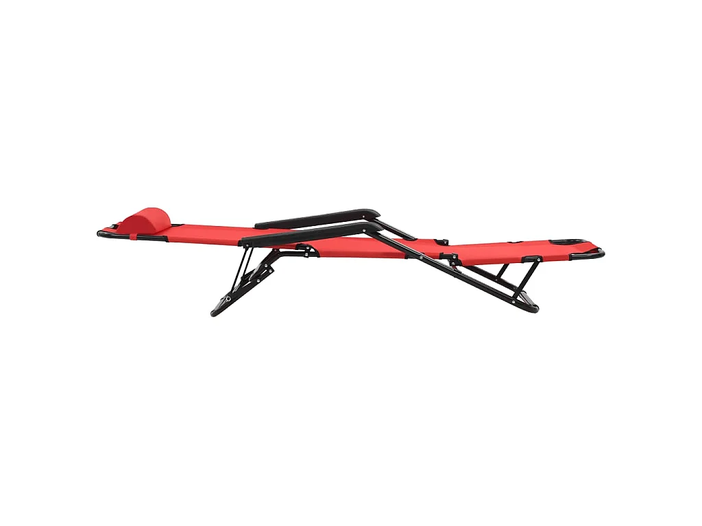Espreguiçadeiras dobráveis c/ apoio de pés 2 pcs aço vermelho
