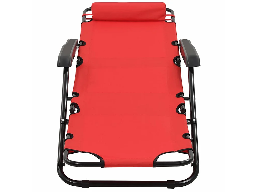 Espreguiçadeiras dobráveis c/ apoio de pés 2 pcs aço vermelho