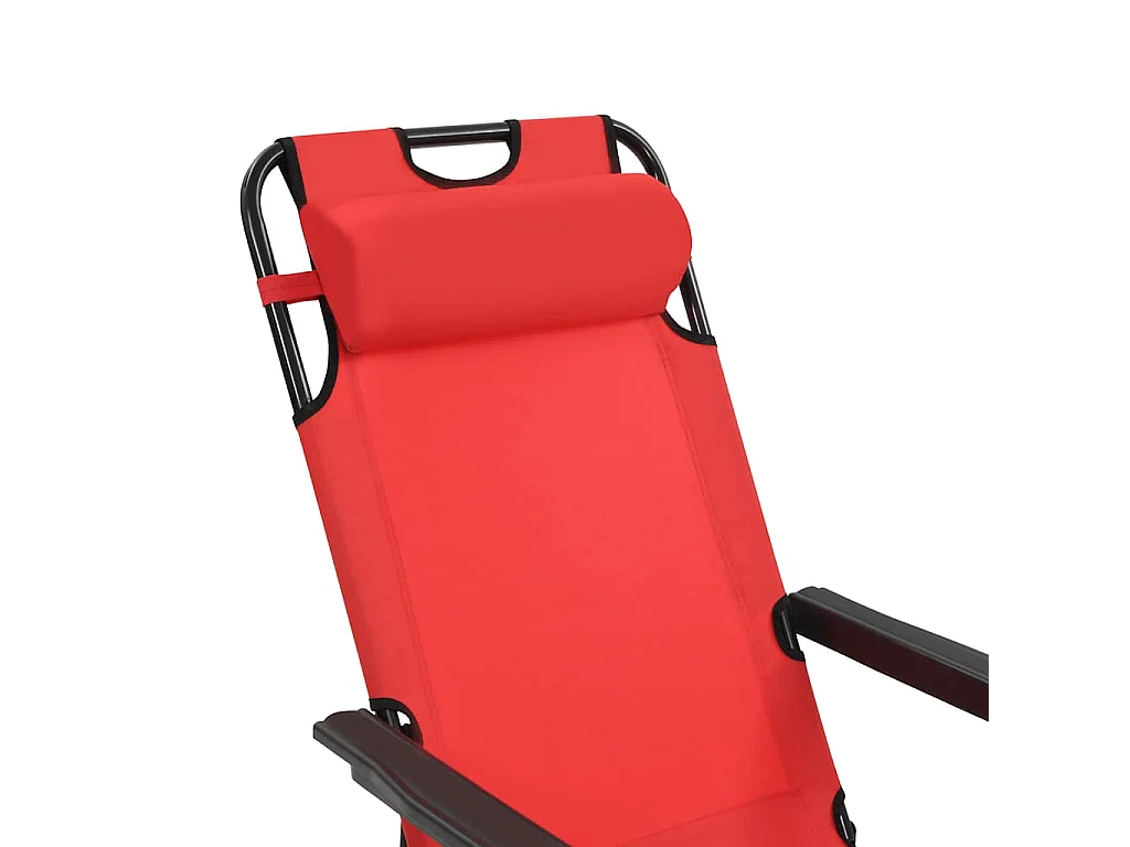 Espreguiçadeiras dobráveis c/ apoio de pés 2 pcs aço vermelho