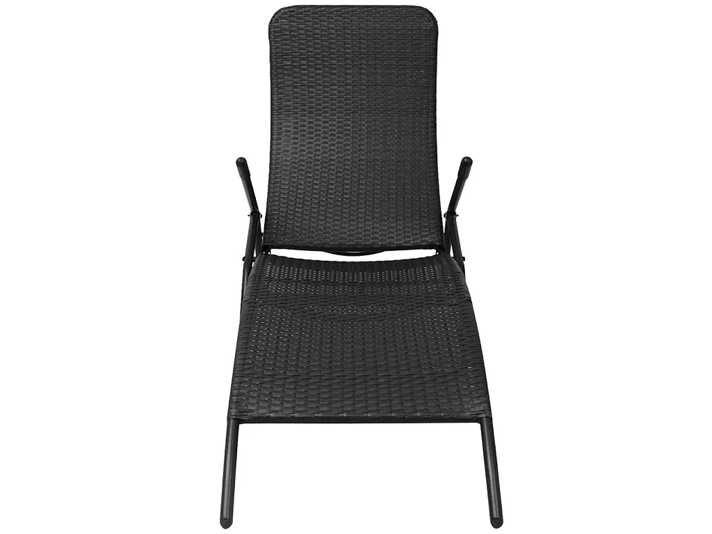 Sonnenliege Klappbar Poly Rattan Schwarz