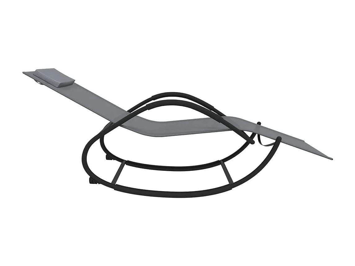 Chaise longue à bascule gris acier et textilène