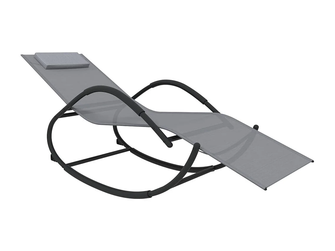 Chaise longue à bascule gris acier et textilène