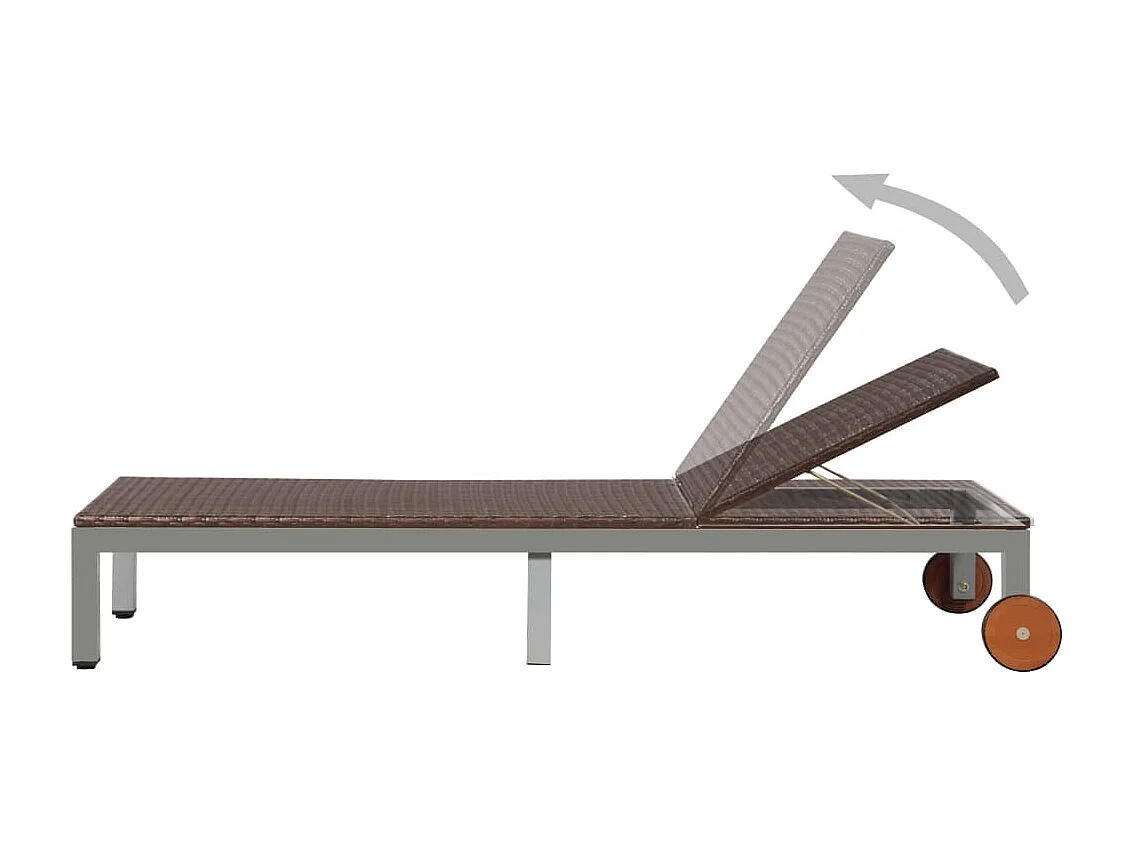 Chaise longue avec roues Résine tressée Marron