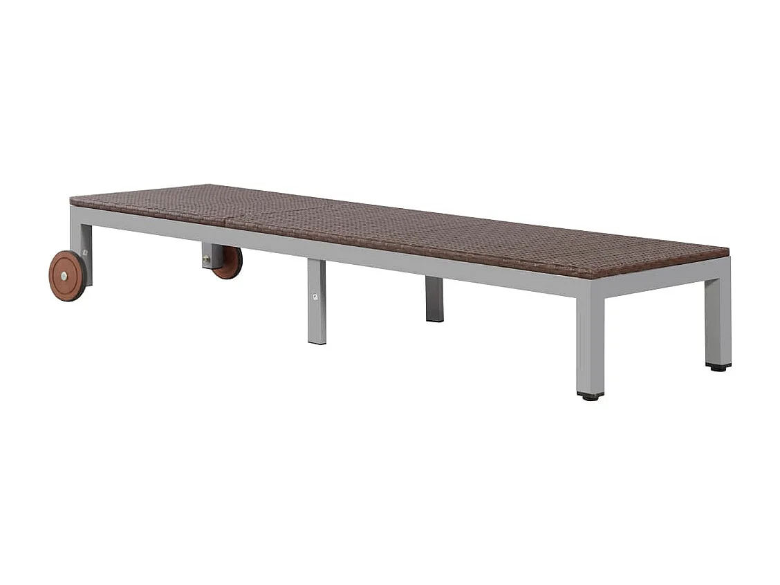 Chaise longue avec roues Résine tressée Marron