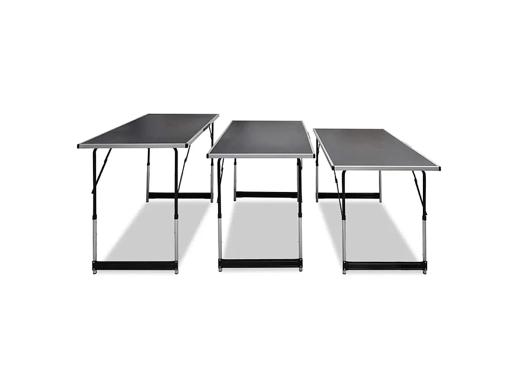 Tavolo da Lavoro Set 3 pz Pieghevole Altezza Regolabile