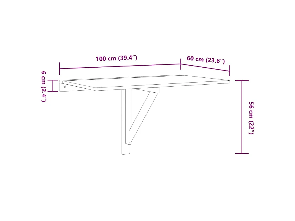 Table murale pliable Sonoma gris 100x60x56 cm Bois d'ingénierie