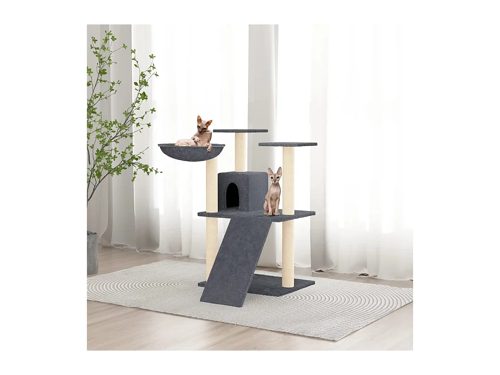 Árvore p/ gatos c/ postes arranhadores sisal 83 cm cinza-escuro