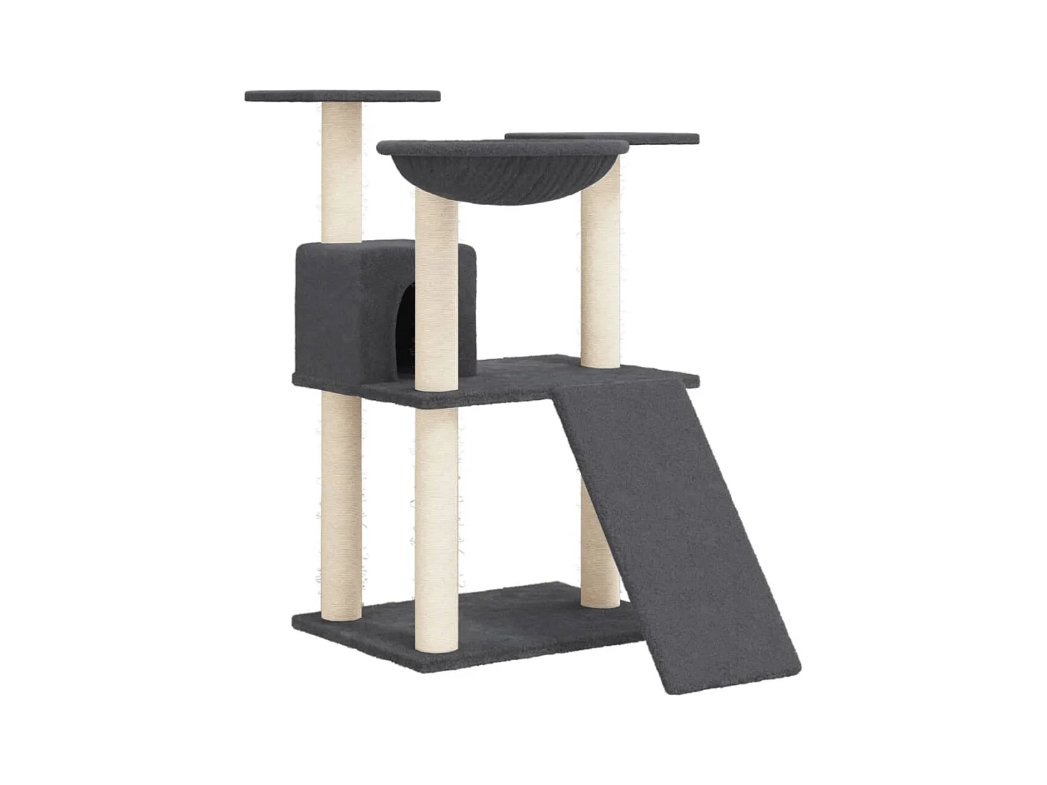 Árvore p/ gatos c/ postes arranhadores sisal 83 cm cinza-escuro