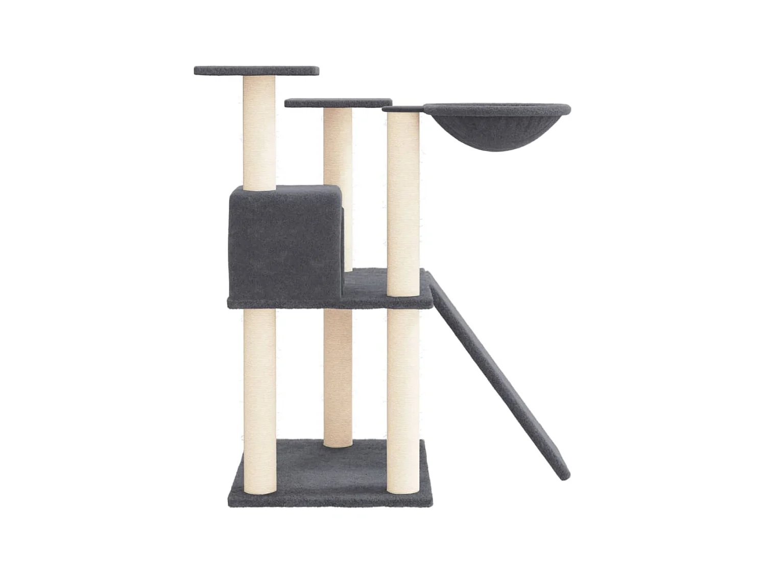 Árvore p/ gatos c/ postes arranhadores sisal 83 cm cinza-escuro