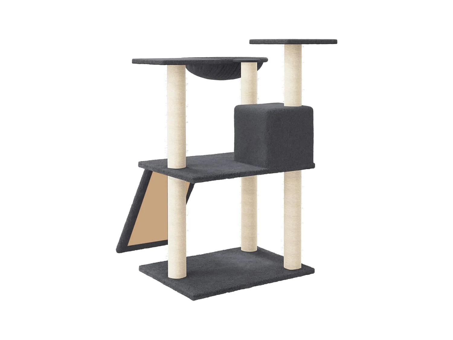 Árvore p/ gatos c/ postes arranhadores sisal 83 cm cinza-escuro