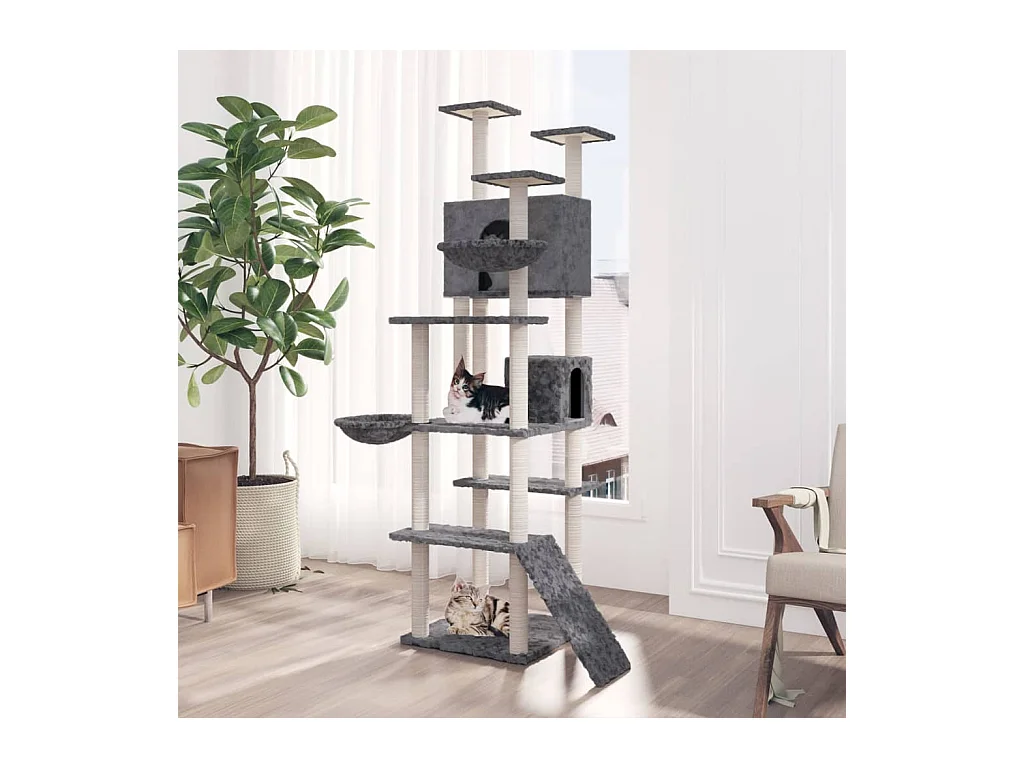 Arbre à chat avec griffoirs en sisal Gris foncé 191 cm