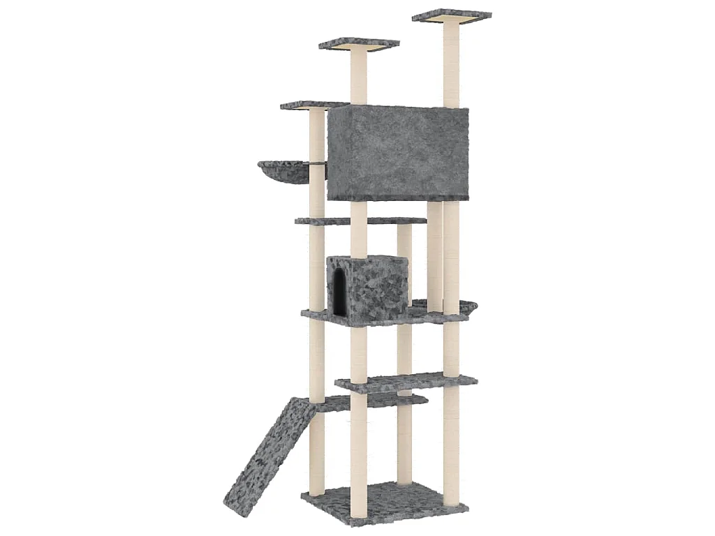 Kattenmeubel met sisal krabpalen 191 cm donkergrijs