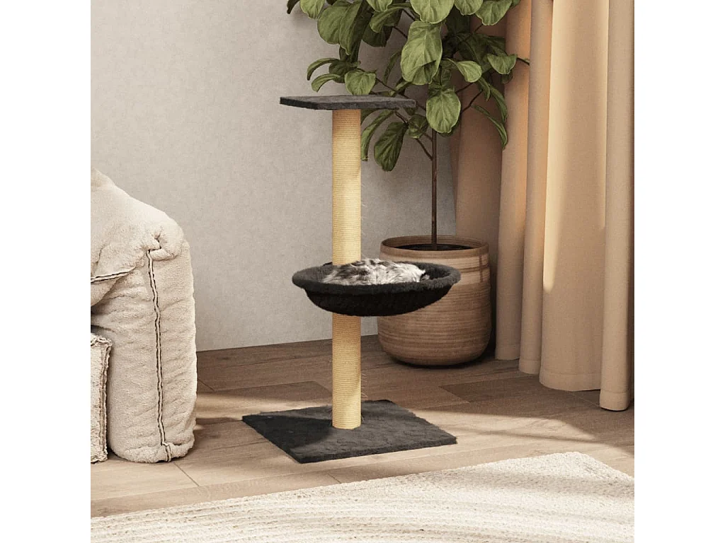 Árvore p/ gatos c/ poste arranhador sisal 74 cm cinzento-escuro