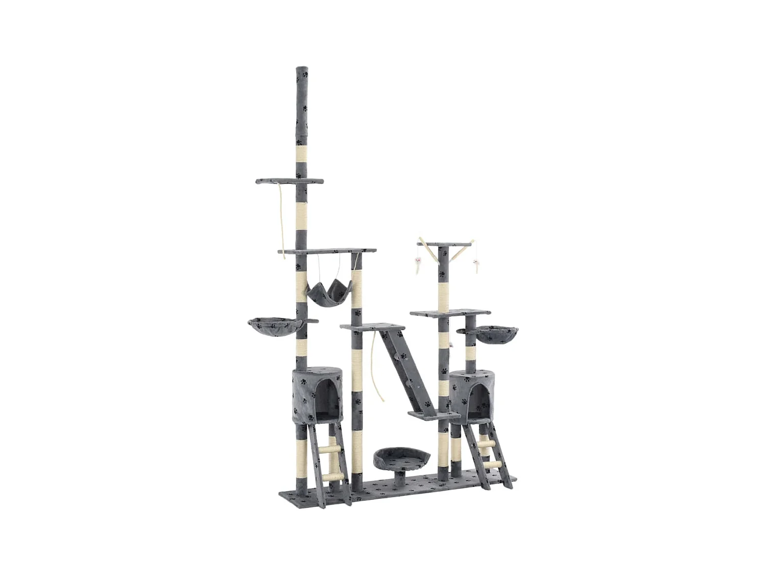Árvore para gatos c/ postes arranhadores sisal 230-250 cm cinza