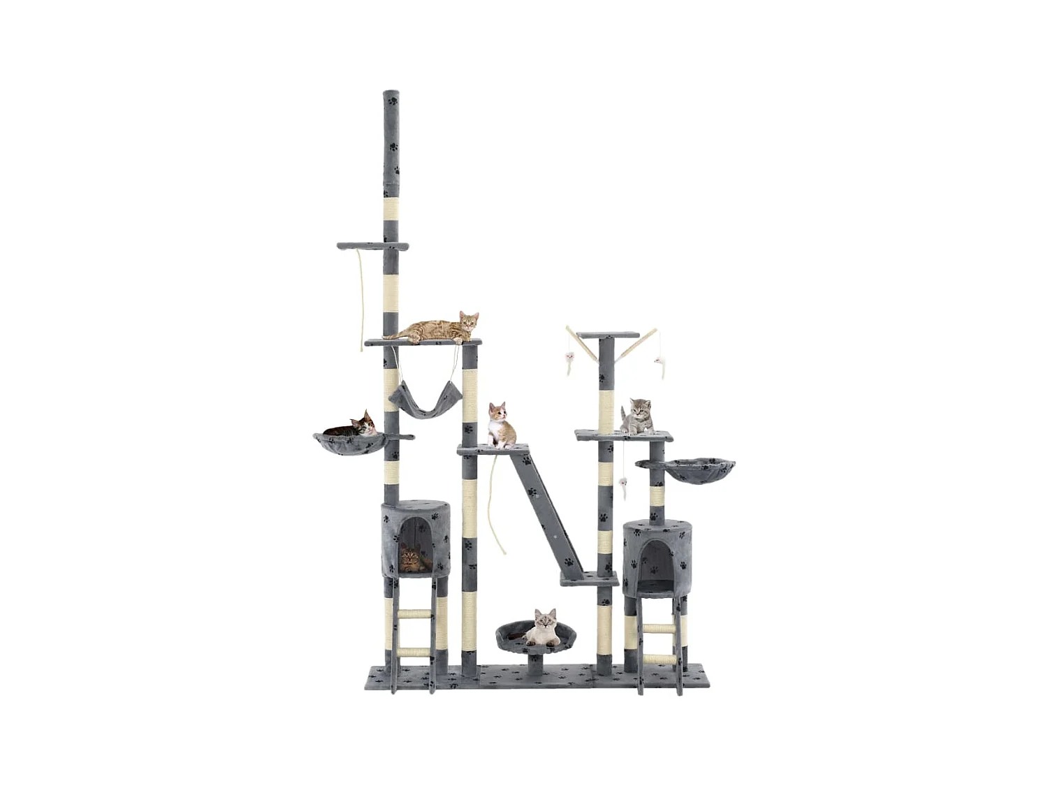 Árvore para gatos c/ postes arranhadores sisal 230-250 cm cinza