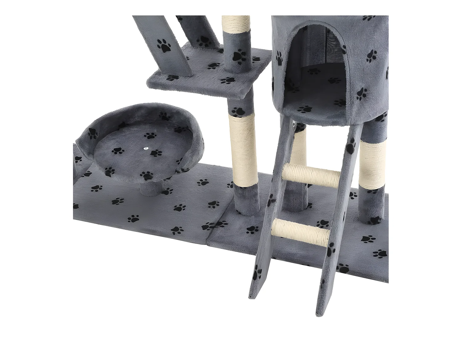 Árvore para gatos c/ postes arranhadores sisal 230-250 cm cinza