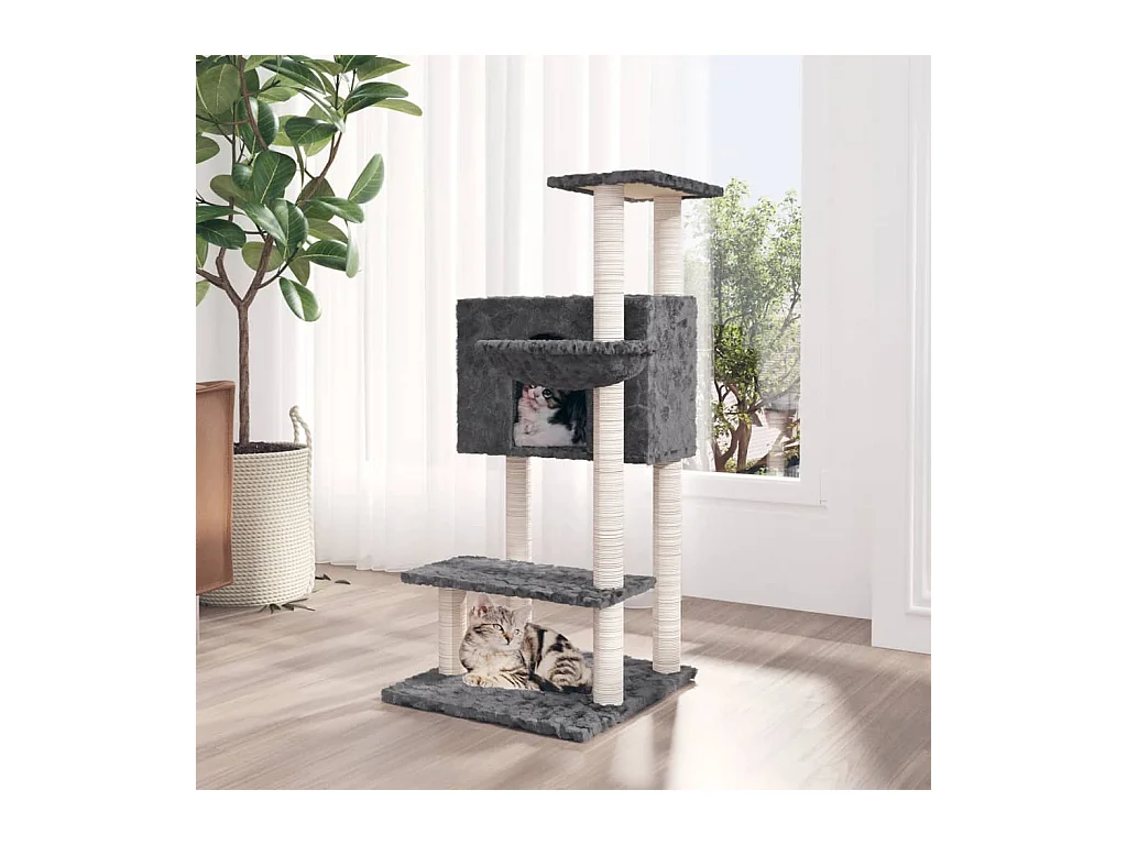 Arbre à chat avec griffoirs en sisal Gris foncé 108,5 cm