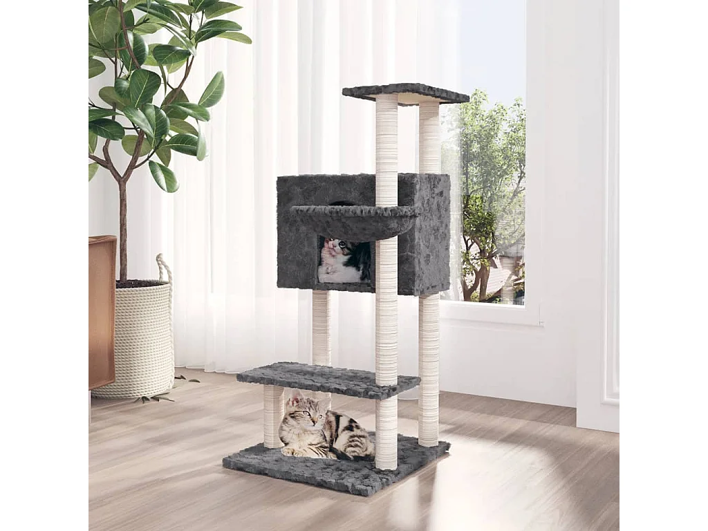 Arbre à chat avec griffoirs en sisal Gris foncé 108,5 cm