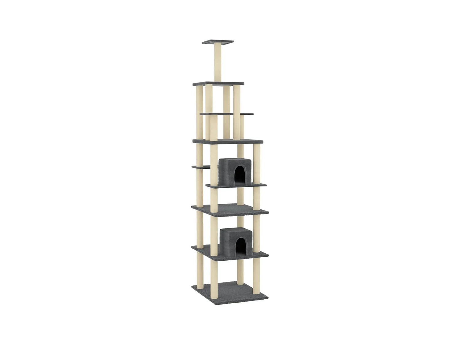 Árvore p/ gatos c/ postes arranhadores sisal 216cm cinza-escuro