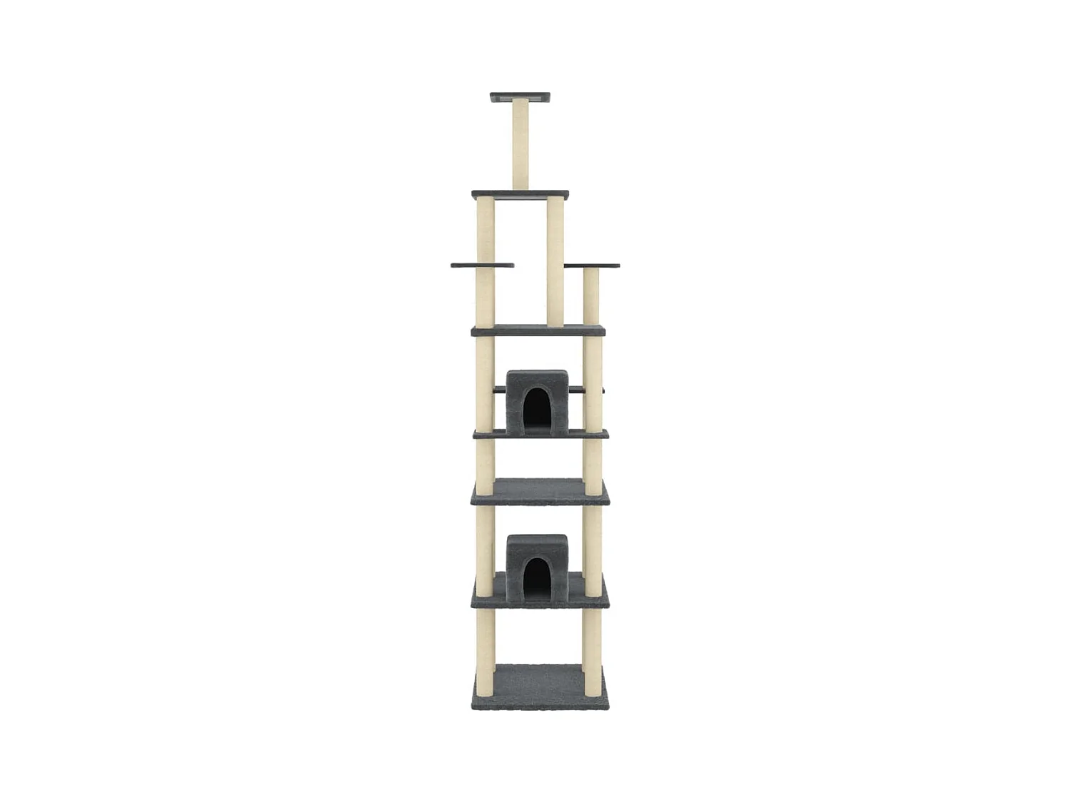 Árvore p/ gatos c/ postes arranhadores sisal 216cm cinza-escuro
