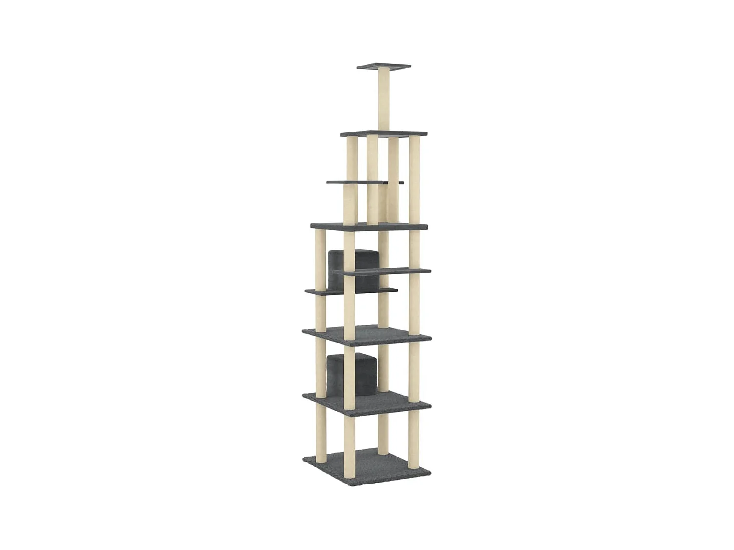 Árvore p/ gatos c/ postes arranhadores sisal 216cm cinza-escuro