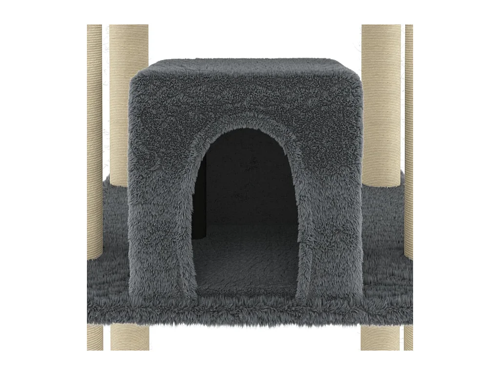 Árvore p/ gatos c/ postes arranhadores sisal 216cm cinza-escuro