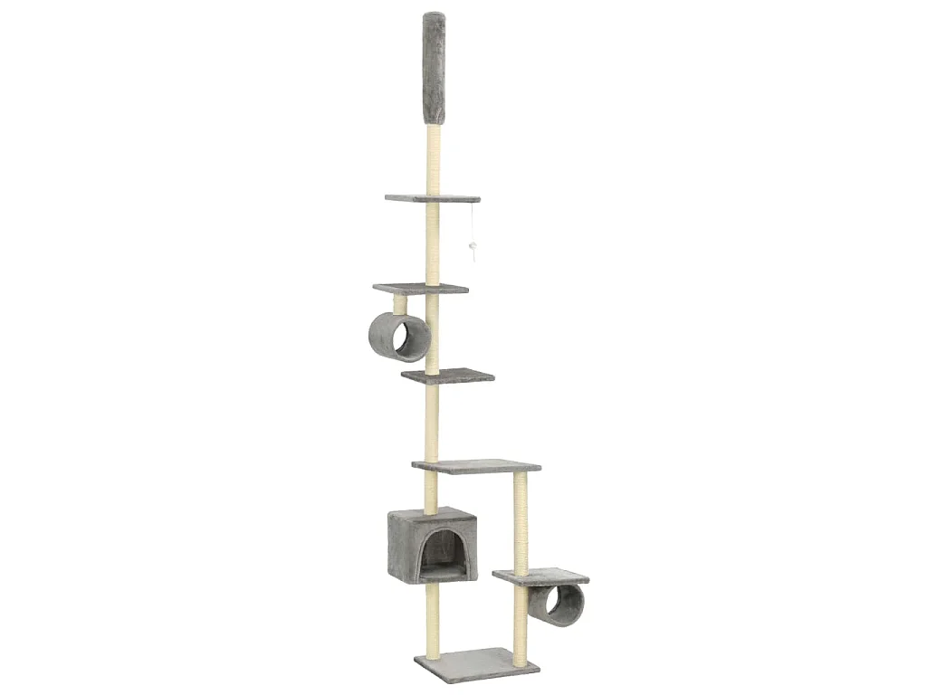 Katzenbaum mit Sisal-Kratzsäulen 260 cm Grau