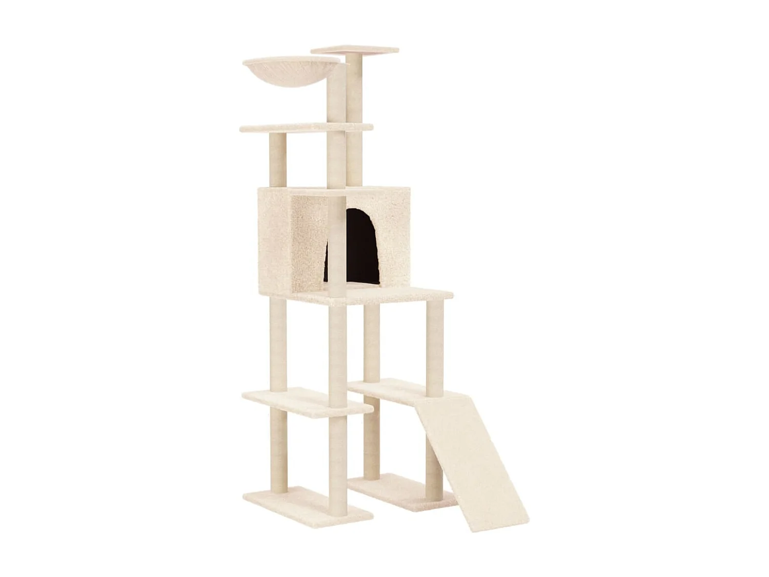 Arbre à chat avec griffoirs en sisal Crème 166 cm