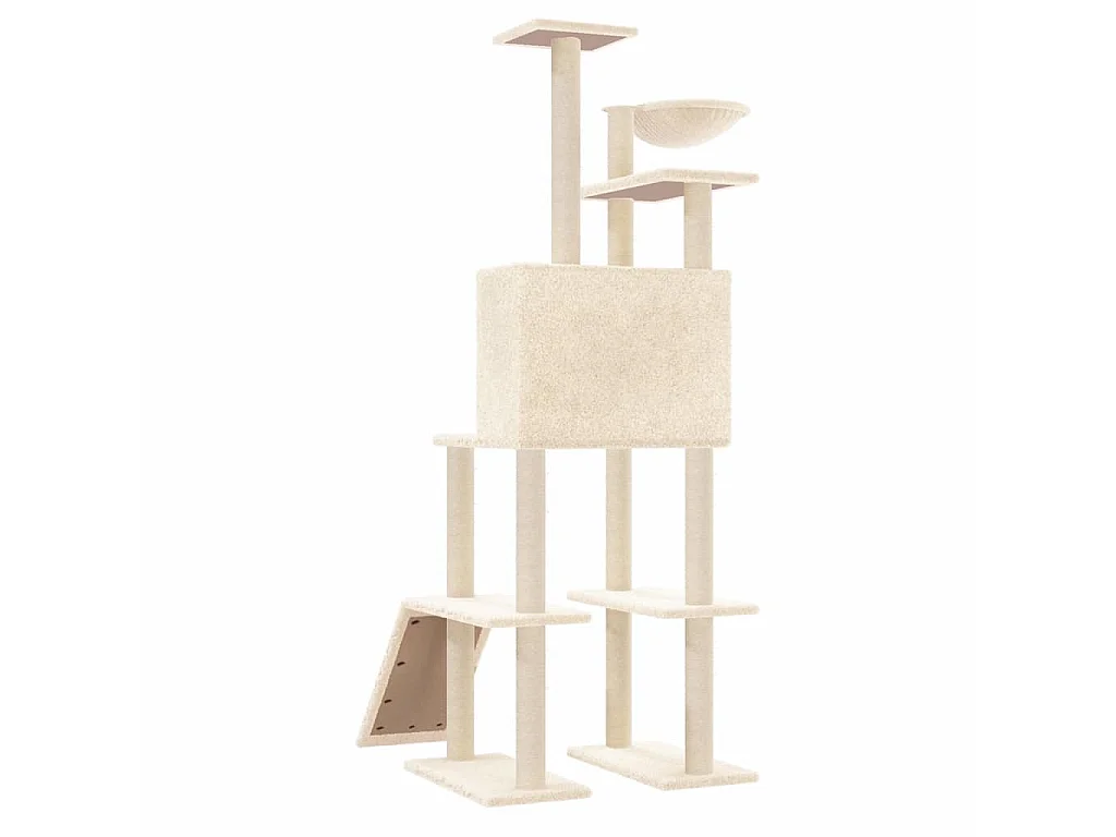 Árvore para gatos c/ postes arranhadores sisal 166 cm cor creme