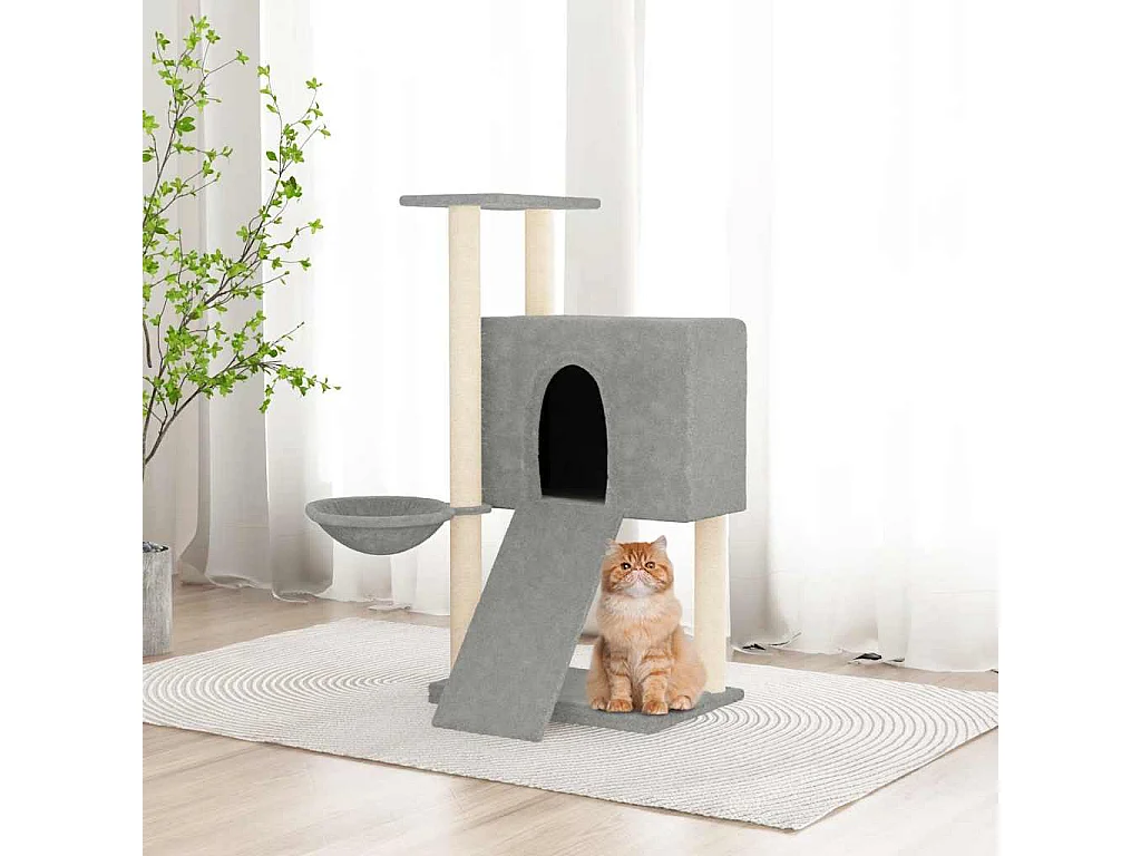 Arbre à chat avec griffoirs en sisal Gris clair 96 cm