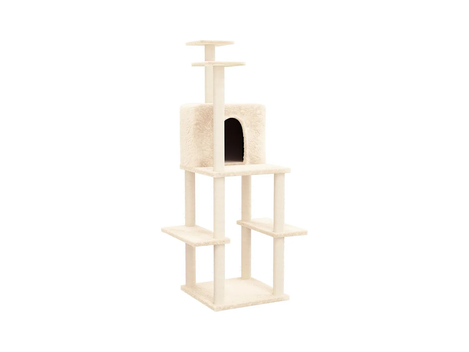 Árvore p/ gatos c/ postes arranhadores sisal 144,5 cm cor creme
