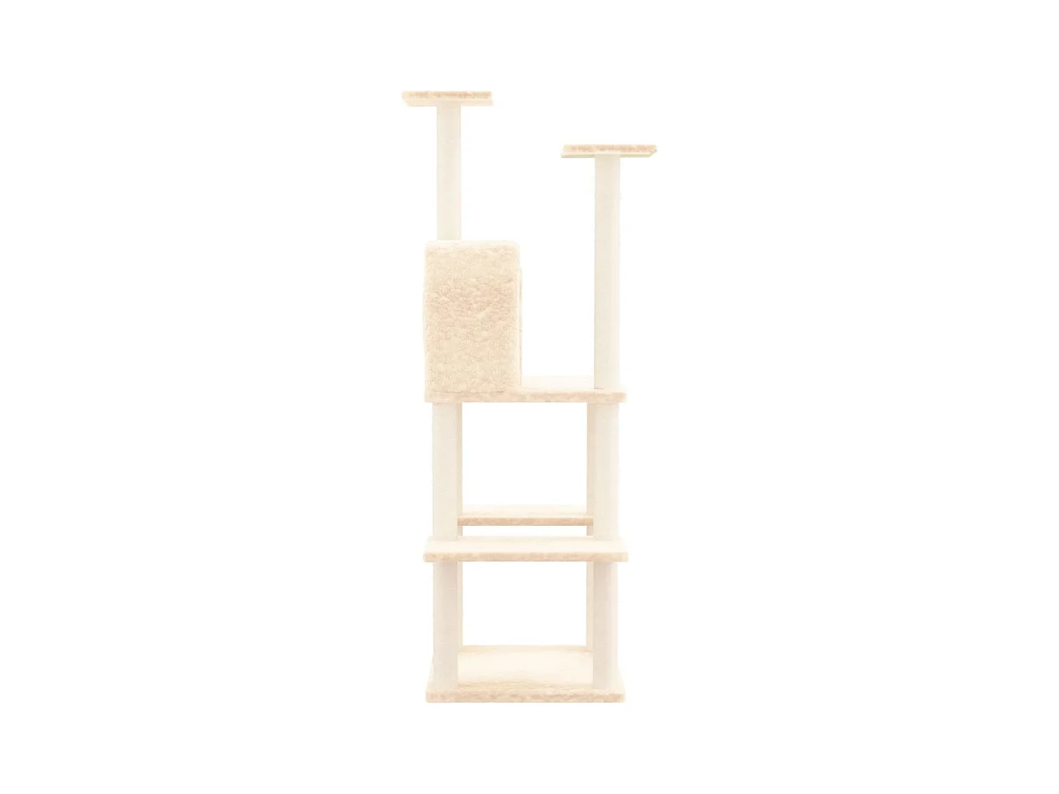Árvore p/ gatos c/ postes arranhadores sisal 144,5 cm cor creme