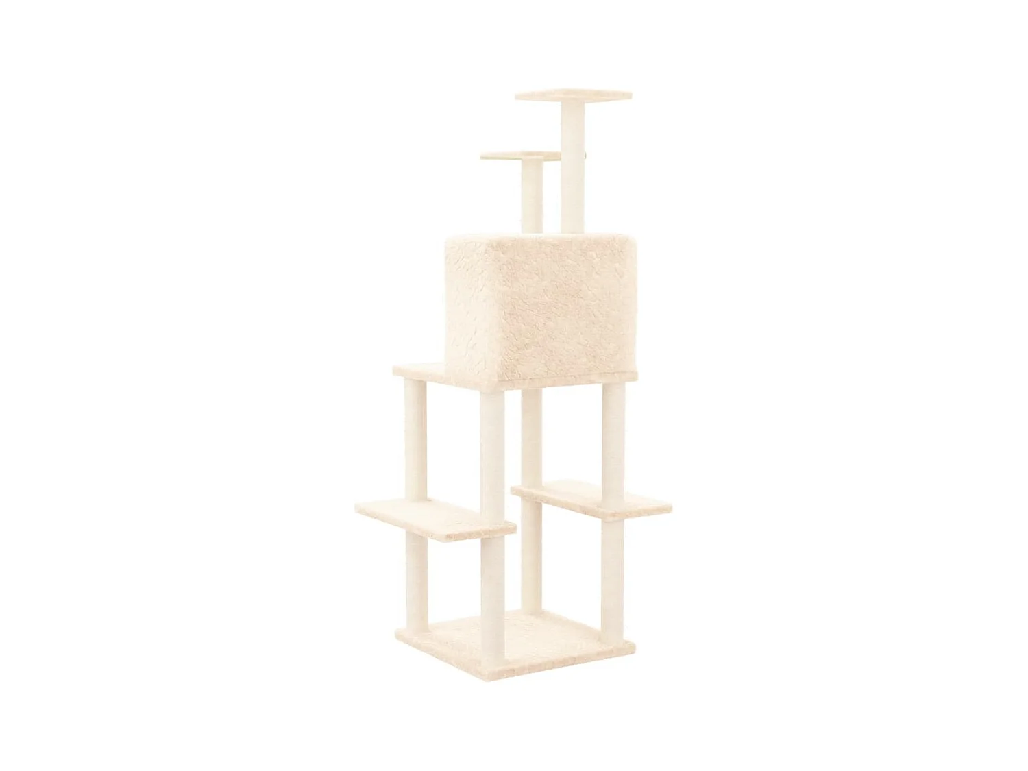 Árvore p/ gatos c/ postes arranhadores sisal 144,5 cm cor creme