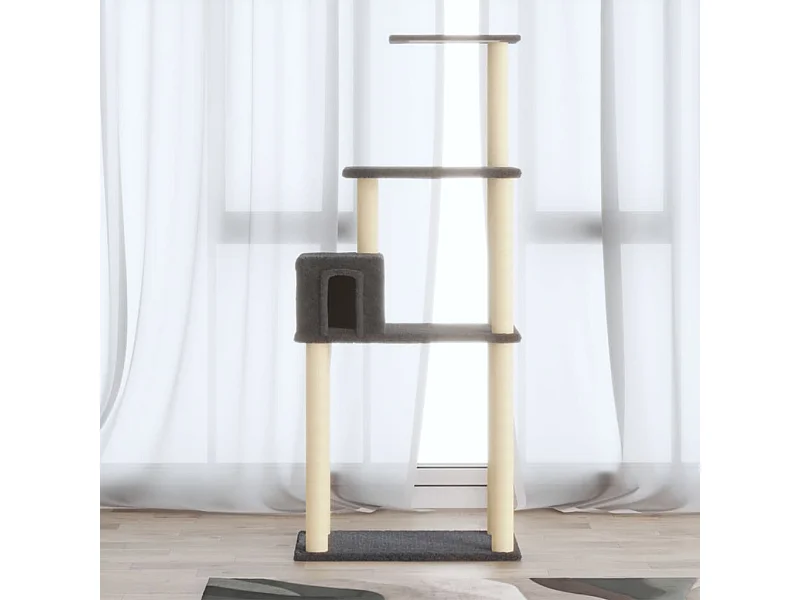 Kattenkrabpaal met sisal krabpalen 147 cm donkergrijs