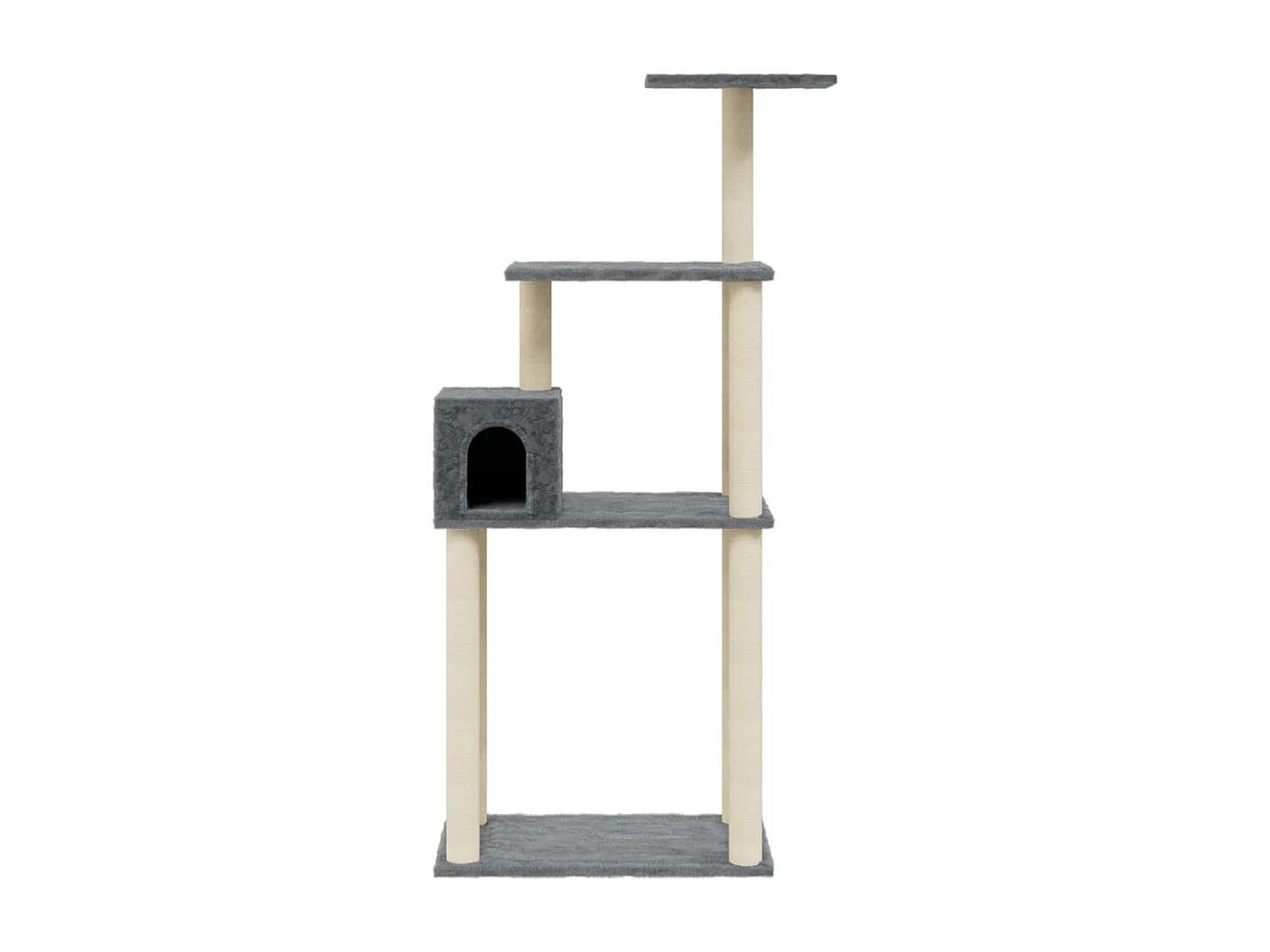 Árvore p/ gatos c/ postes arranhadores sisal 147cm cinza-escuro