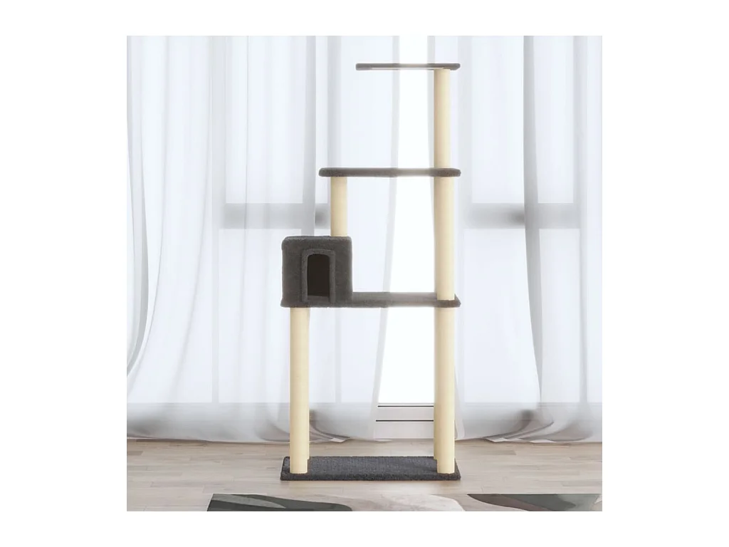 Arbre à chat avec griffoirs en sisal Gris foncé 147 cm