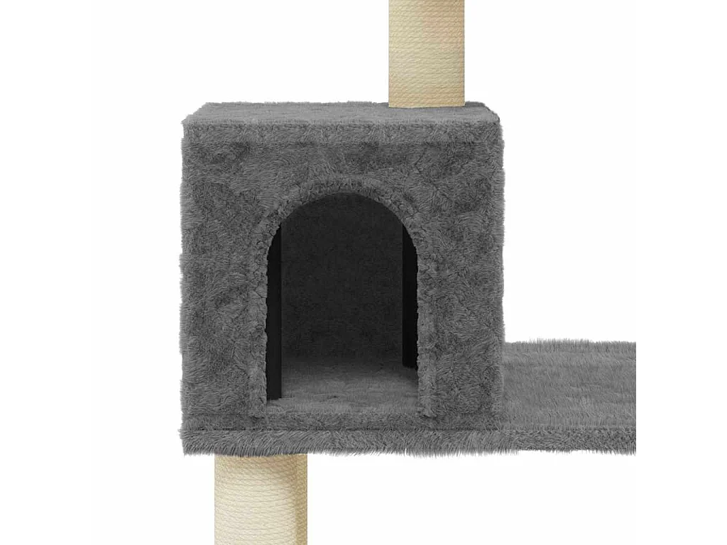 Arbre à chat avec griffoirs en sisal Gris foncé 147 cm