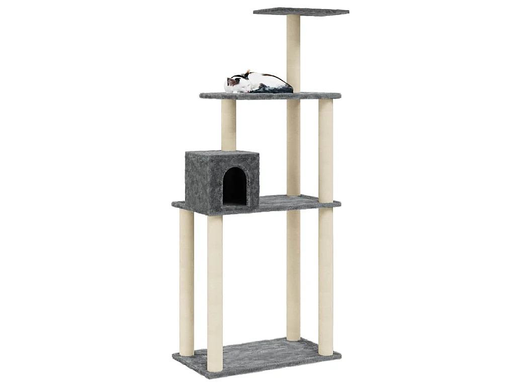 Arbre à chat avec griffoirs en sisal Gris foncé 147 cm