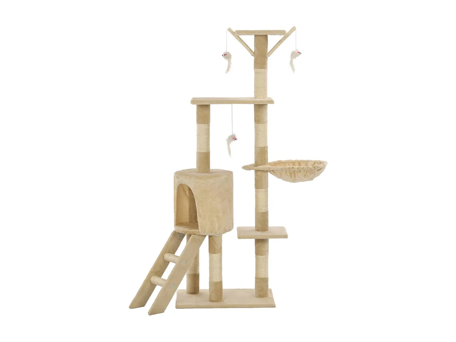 Albero per Gatti con Tiragraffi in Sisal 138 cm Beige