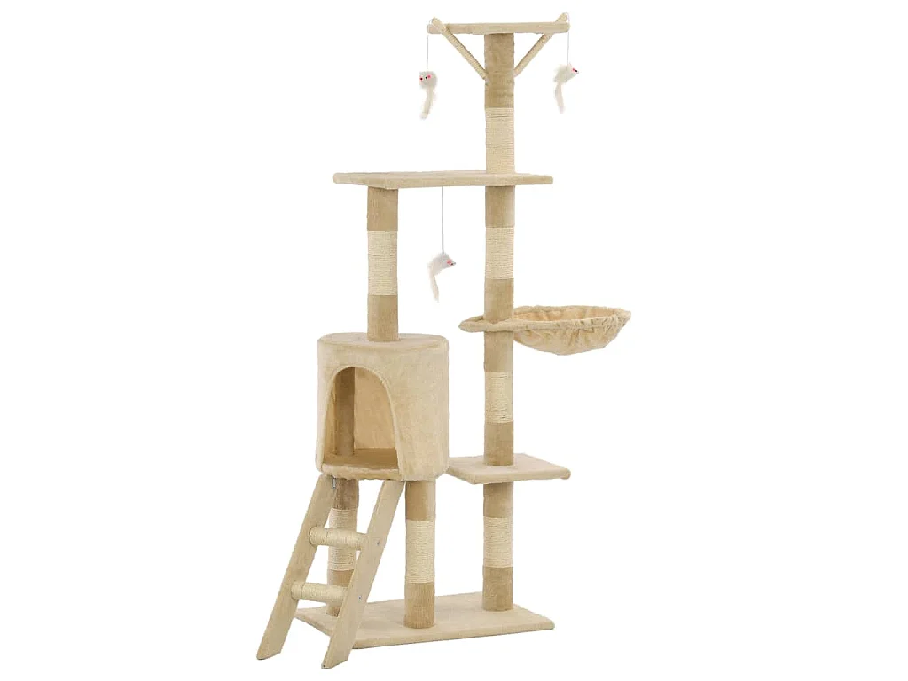 Árvore para gatos c/ postes arranhadores sisal 138 cm bege